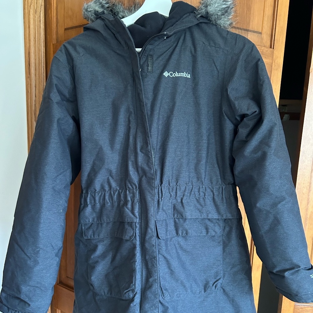 Girls Columbia Dark Grey Long Winter Jacket with Omni-Heat - Size XL